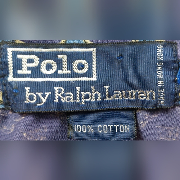 Vintage Polo Ralph Lauren Shirt Mens Large Purple Blue Floral 1/4 Button Collar - Picture 5 of 6